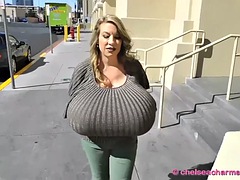 美女, ぽっちゃり, デカパイ, ブロンド, フェティッシュ, 淫乱熟女, 公共, 締まりの良い