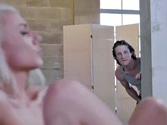 Haley fucks her lesbian friend and her stepbro in threesome