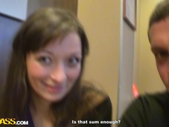 Anal, Brunette, Facial, Money, Office, Stockings, Threesome