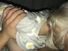 Real home sex tape filmed on phone with flashlight - Blowjob