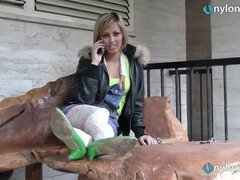 Pies, Fetiche de pies, Tacones, Nylon, Spandex, Medias largas, Calientapollas, Adolescente