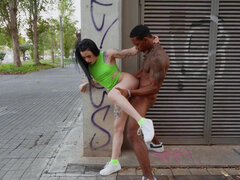 Cul, Grosse bite, Noire, Hd, Fille latino, De plein air, Public, Tatouage