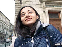 Skinny Shrima Malati glides his pipe deep into her gullet