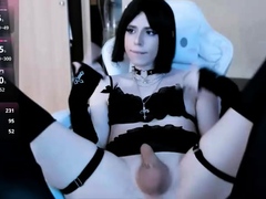Lingerie, Masturbation, Transsexuelle, Solo, Jarretelles, Serré, Webcam