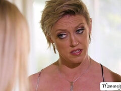 Pretty teen Mackenzie Moss stunned her new busty stepmom Dee Williams that she teases her until she gives in for an intimate lesson in female sexualit