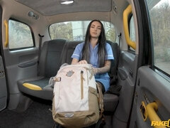 Black-Haired Nurse's Naughty Taxi Play Ignites Wild Passion