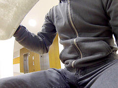 Bathroom, Hotel, Masturbation, Pissing, Public