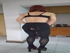 Asiatique, Cul, Chinoise, Masturbation, Collant, Transsexuelle, Solo, Jarretelles