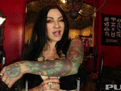 Big tits, Brunette, Dildo, Masturbation, Milf, Tattoo, Tease, Toys