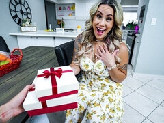 Blonde cutie Misty Meaner smiles during intensive dick-riding