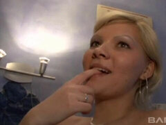 Horny curvy blonde Euro chick gets herself off with a vibrator