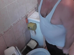 Leie, Blondine, Schwanz, Handjob, Masturbation, Muschi, Realität, Toilette