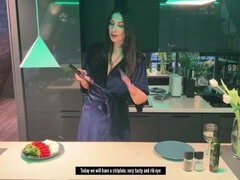 Tetas grandes, Morena, Fetiche, Comida, Cocina, Mamá, Orgasmo, Pov