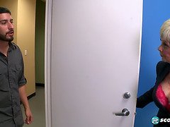 Blonde MILF Al B and Lin Boyde get down and dirty with each other after work