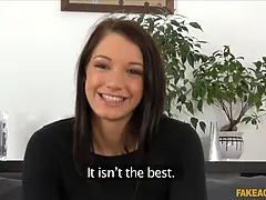 Amateur college girl gets her first cum inside in audition - faux agent