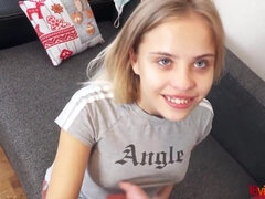 18 jaar, Enthousiasteling, Lieveling, Blond, Dichtbij, Sperma shot, Schattig, Tiener