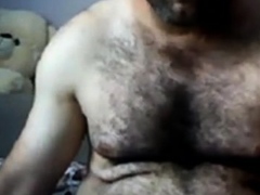 Big-Cock Turkish Bear Masturbates on Webcam