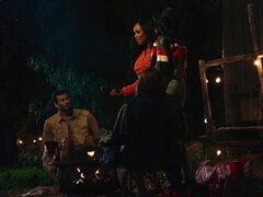 デカ尻, 黒人, ブーツ, 女 人男 人, 開帳, なめる, アウトドア, ヒモパン