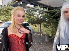 Schwarz, Blondine, Blasen, Gehörnter ehemann, Tschechisch, Europäisch, Strümpfe, Titten