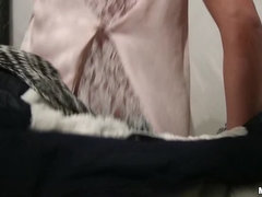 Euro Chick Flashes Ass for Cash