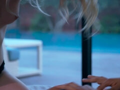 Blonde Lyra Law sucks Ricky Johson's huge black cock