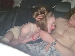 Auto, Papi, Frau, Muskel, Orgasmus, Party, Zierlich, Stiefmutter