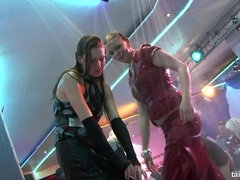 素人, ダンス, 女, ハードコア, 異人種間, パーティ, サテン, 濡れ
