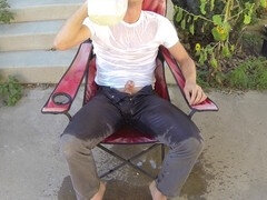 Spermaladung, Jeans, Masturbation, Im freien