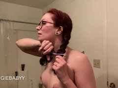 Enthousiasteling, Schattig, Brillen, Naakt, Roodharige vrouw, Tatoeage
