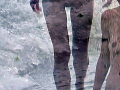 Leie, Strand, Grosse titten, Milf, Im freien, Öffentlich, Muschi, Spanner