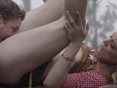 フェラチオ, なめる, アウトドア, オマンコ, ティーン