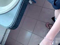Fucking a Chinese office girl in the company toilet