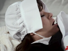 Braunhaarige, Bekleidet, Lecken, Muschi