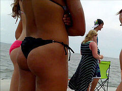 Candid Beach bathing suit bum booty West Michigan Booty Thong