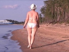 Beach, Big ass, Bikini, Flashing, Milf, Mom, Public