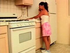 Latina riding at home