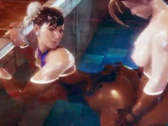Dreidimensional, Grosse titten, Spermaladung, Fetisch, Futanari, Pool