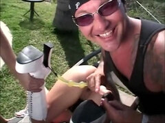 Flapping Wifey Getting Dual Teamed Outdoors by 2 Stallions
