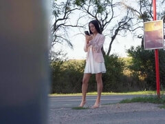 Lul, Hondjeshouding, Voeten, Vrouw, Orgasme, Buiten, Gezichtspunt, Tieten likken