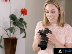 Celeste Star & Lily Labeau teach rookie photographer how to fully relax with their wet pussies