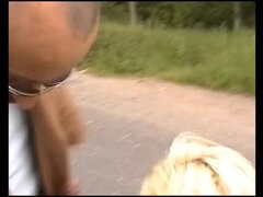 Horny German Blonde Takes Hard Cock in the Woods - Outdoor Doggy & Facial