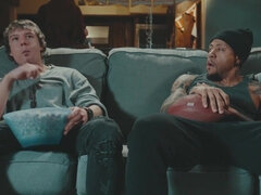 Grote mammen, Pijpbeurt, Diep in de keel, Hondjeshouding, Man, Natuurlijke tieten, Roodharige vrouw, Tieten likken