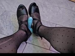 Shemale frottage, foot domination, high heels crossdresser