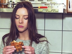 Slaapkamer, Badpak, Pijpbeurt, Keuken, Likken, Natuurlijke tieten, Mager, Slikken