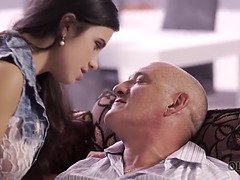 Watch this petite lassie get her ass drilled by an old dude at Ibiza