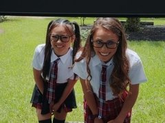 お尻, フェラチオ, 茶髪の, カワイイ, バック, 女子高生, ティーン, スカートのぞき