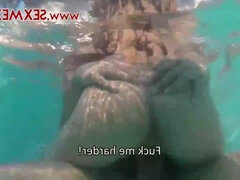 美女, デカパイ, フェラチオ, 茶髪の, ハードコア, 熟年, 自然山雀, プール