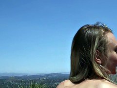 Pervert dude spying naked neighbour on the pool