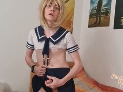 Cute sissy slut strokes and orgasms intensely - prettyboi2000x