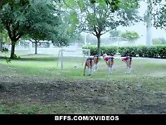 Bffs - naughty soccer chicks (aspen celeste) screwed by trainers